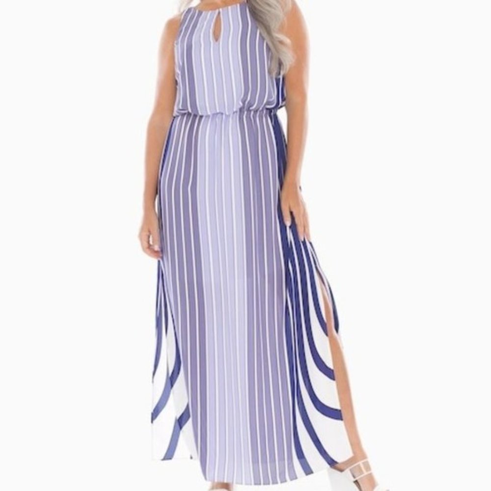 Adrianna Papell - Mixed Stripe Maxi Dress - (purple multi stripe) (size 4)